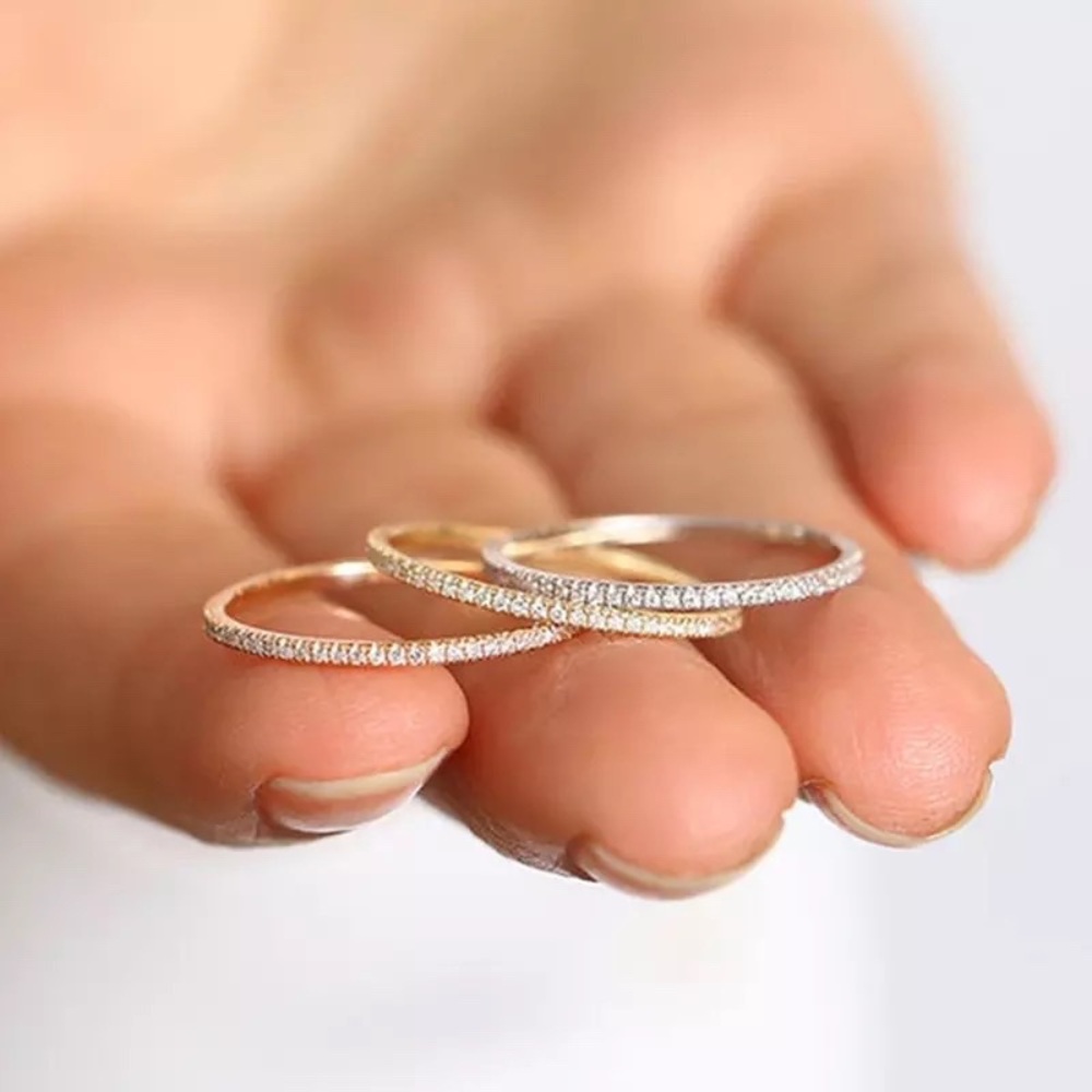 🍒3/$30 New Dainty Gold Pave Stacking Ring - Picture 4 of 6